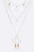 Cross Pendant Layered Necklace Worn Silver O/S by LA Jewelry Plaza | Fleurcouture