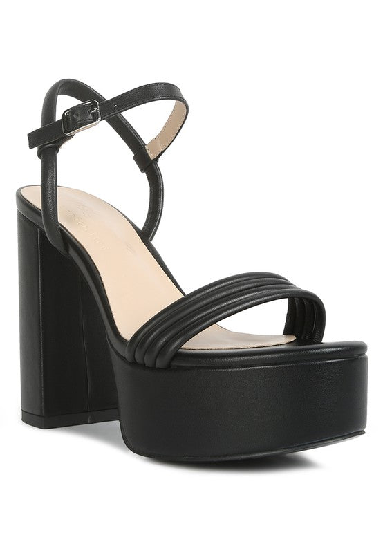 Cruella Block Heel Platform Sandals Black 7 by Rag Company | Fleurcouture