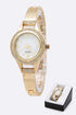 Crystal Bezel Bracelet Watch Set Gold O/S by Artini Accessories | Fleurcouture