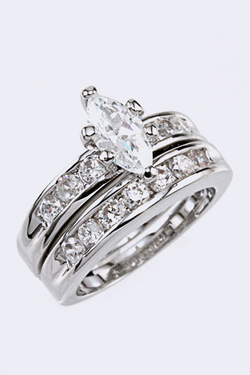 Cubic Zirconia Double Ring Gold 6 by LA Jewelry Plaza | Fleurcouture