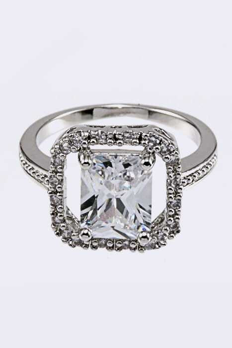 Cubic Zirconia Ring Rhodium by LA Jewelry Plaza | Fleurcouture
