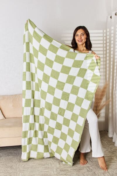 Cuddley Checkered Decorative Throw Blanket Gum Leaf One Size by Trendsi | Fleurcouture