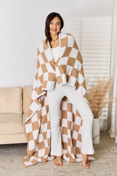 Cuddley Checkered Decorative Throw Blanket One Size by Trendsi | Fleurcouture