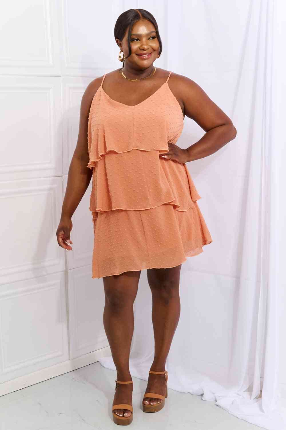 Culture Code By The River Full Size Cascade Ruffle Style Cami Dress in Sherbet Sherbet by Trendsi | Fleurcouture