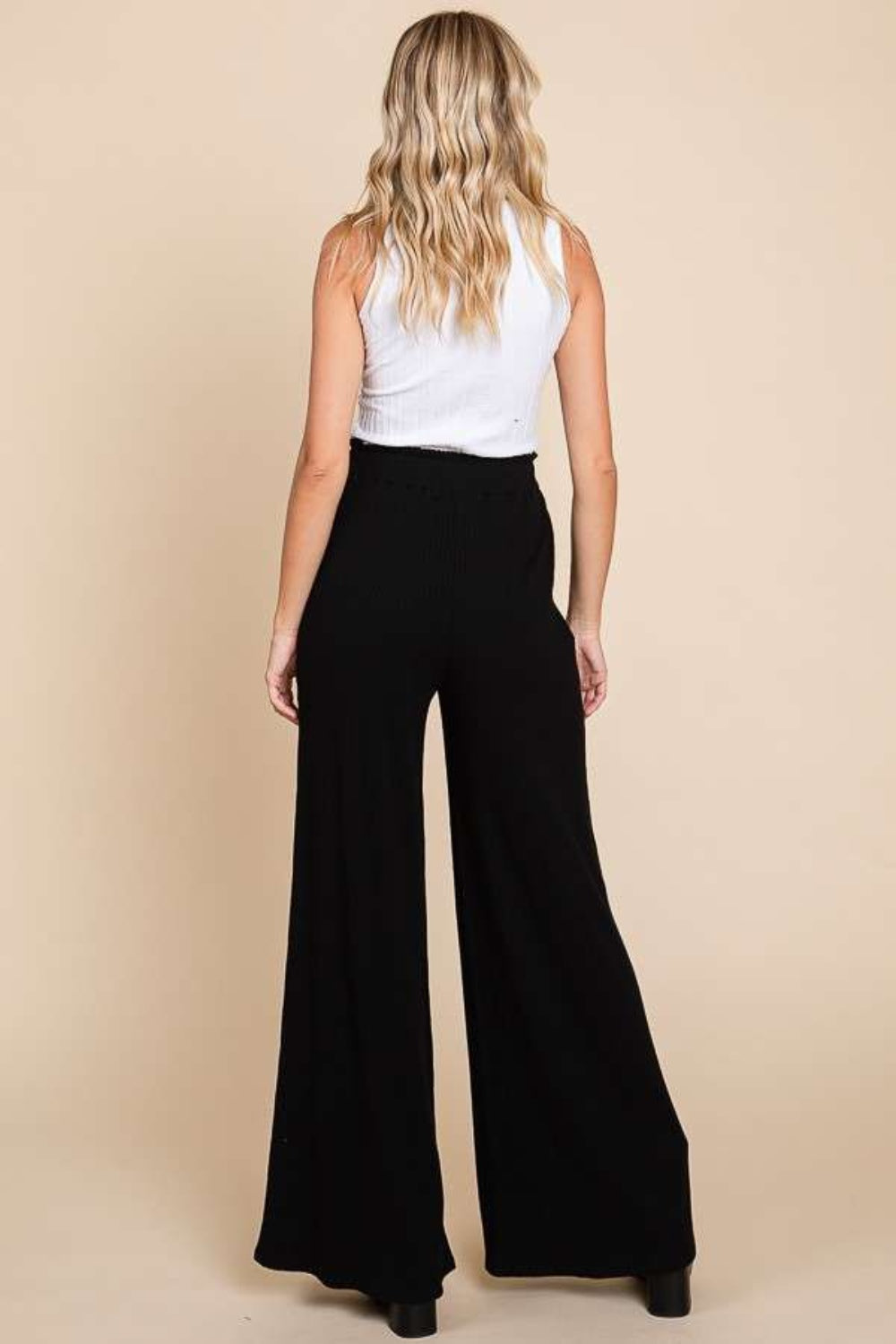 Culture Code Full Size High Waist Wide Leg Pants BLACK Bottoms by Trendsi | Fleurcouture