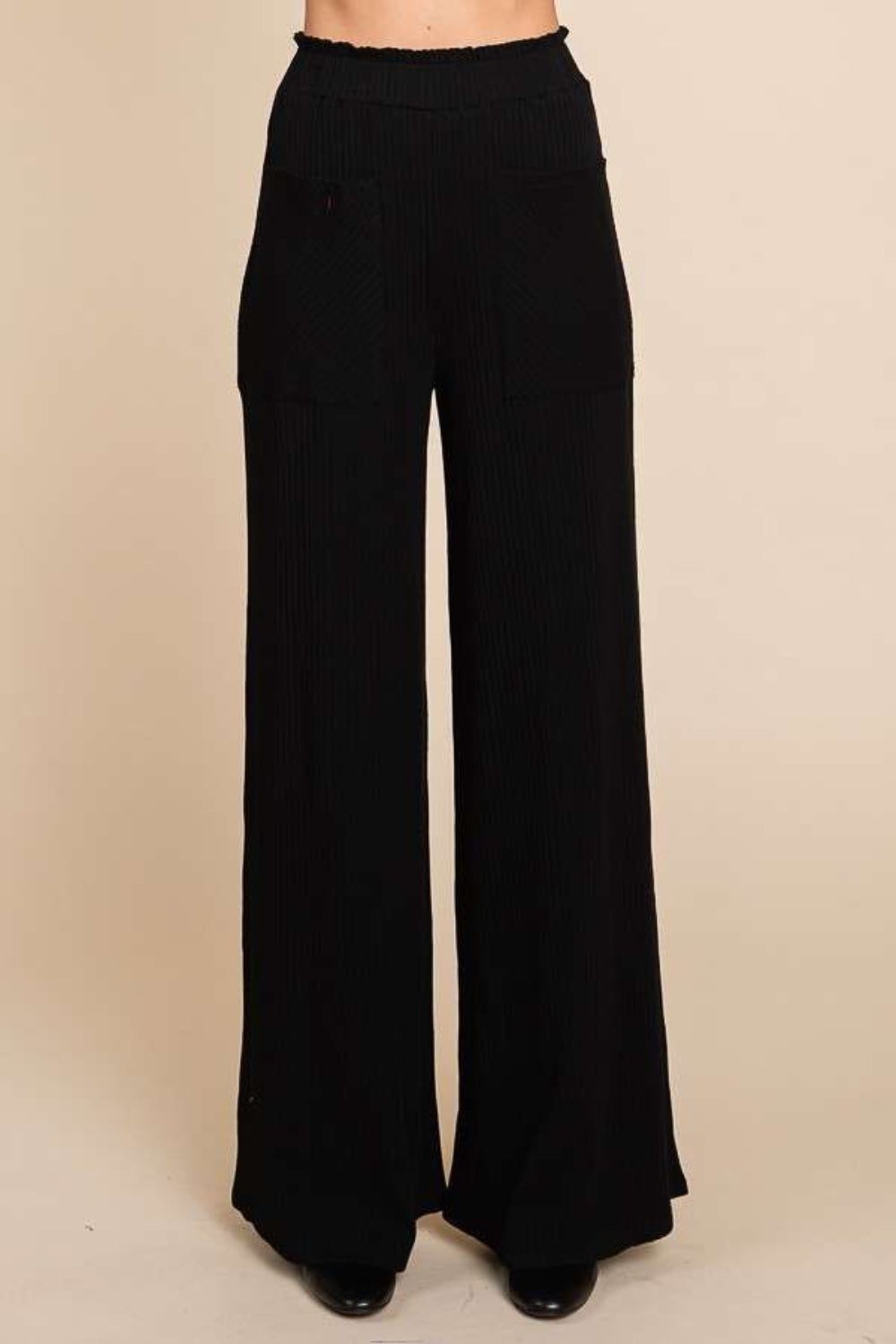 Culture Code Full Size High Waist Wide Leg Pants BLACK Bottoms by Trendsi | Fleurcouture