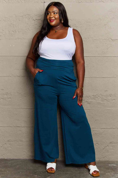 Culture Code My Best Wish Full Size High Waisted Palazzo Pants Deep Teal by Trendsi | Fleurcouture