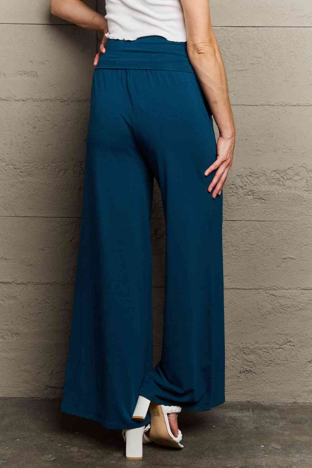 Culture Code My Best Wish Full Size High Waisted Palazzo Pants Deep Teal by Trendsi | Fleurcouture