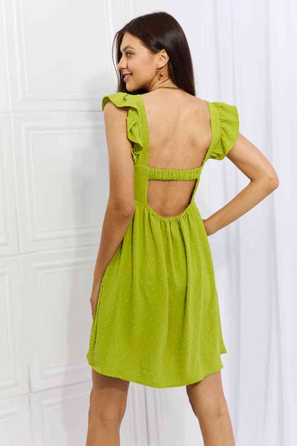 Culture Code Sunny Days Full Size Empire Line Ruffle Sleeve Dress in Lime Lime by Trendsi | Fleurcouture