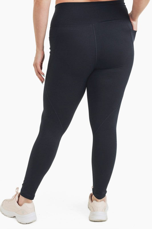 Curvy Tapered Band Essential High Waist Leggings by Mono B | Fleurcouture