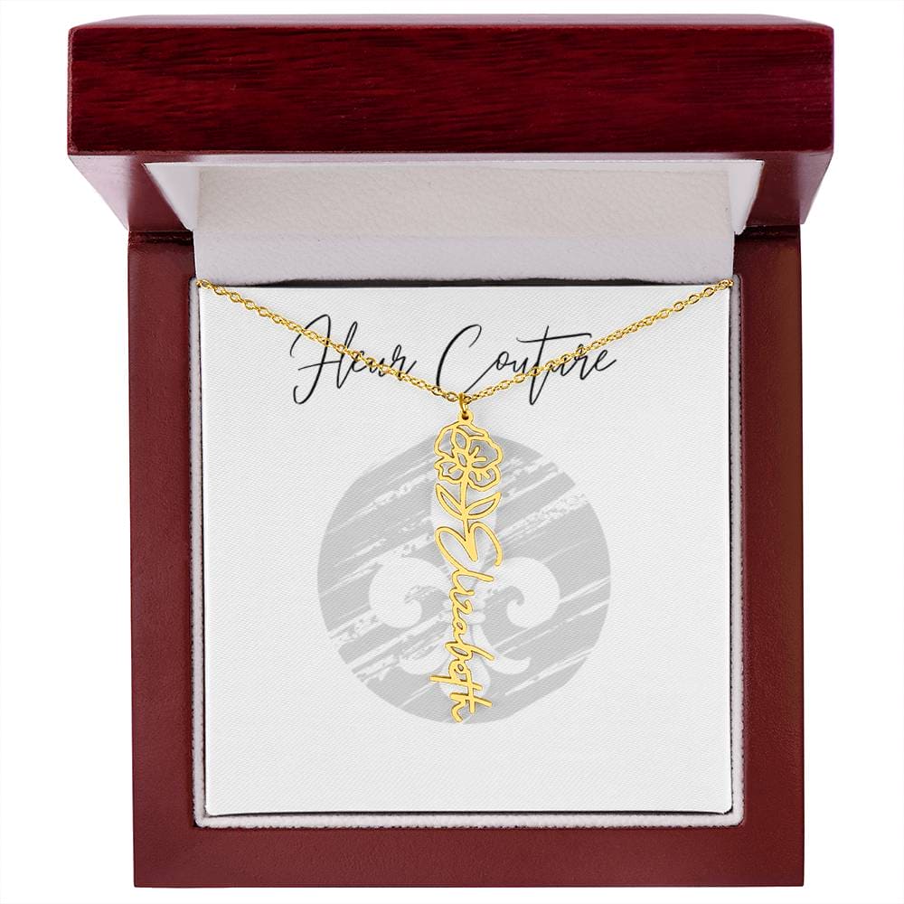 Custom rose name necklace 18k Yellow Gold Finish Luxury Box August Jewelry by ShineOn Fulfillment | Fleurcouture