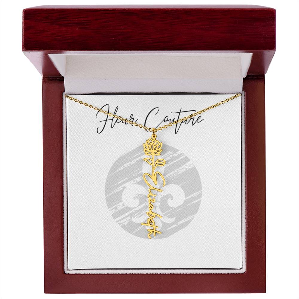 Custom rose name necklace 18k Yellow Gold Finish Luxury Box July Jewelry by ShineOn Fulfillment | Fleurcouture