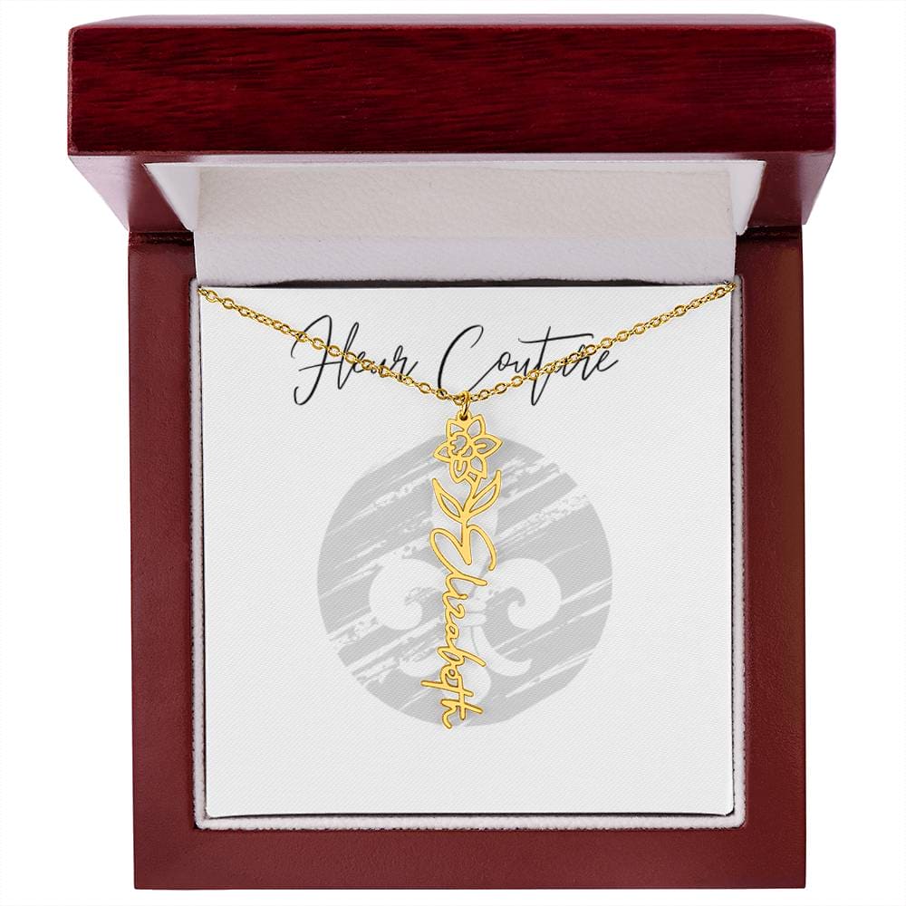 Custom rose name necklace 18k Yellow Gold Finish Luxury Box March Jewelry by ShineOn Fulfillment | Fleurcouture