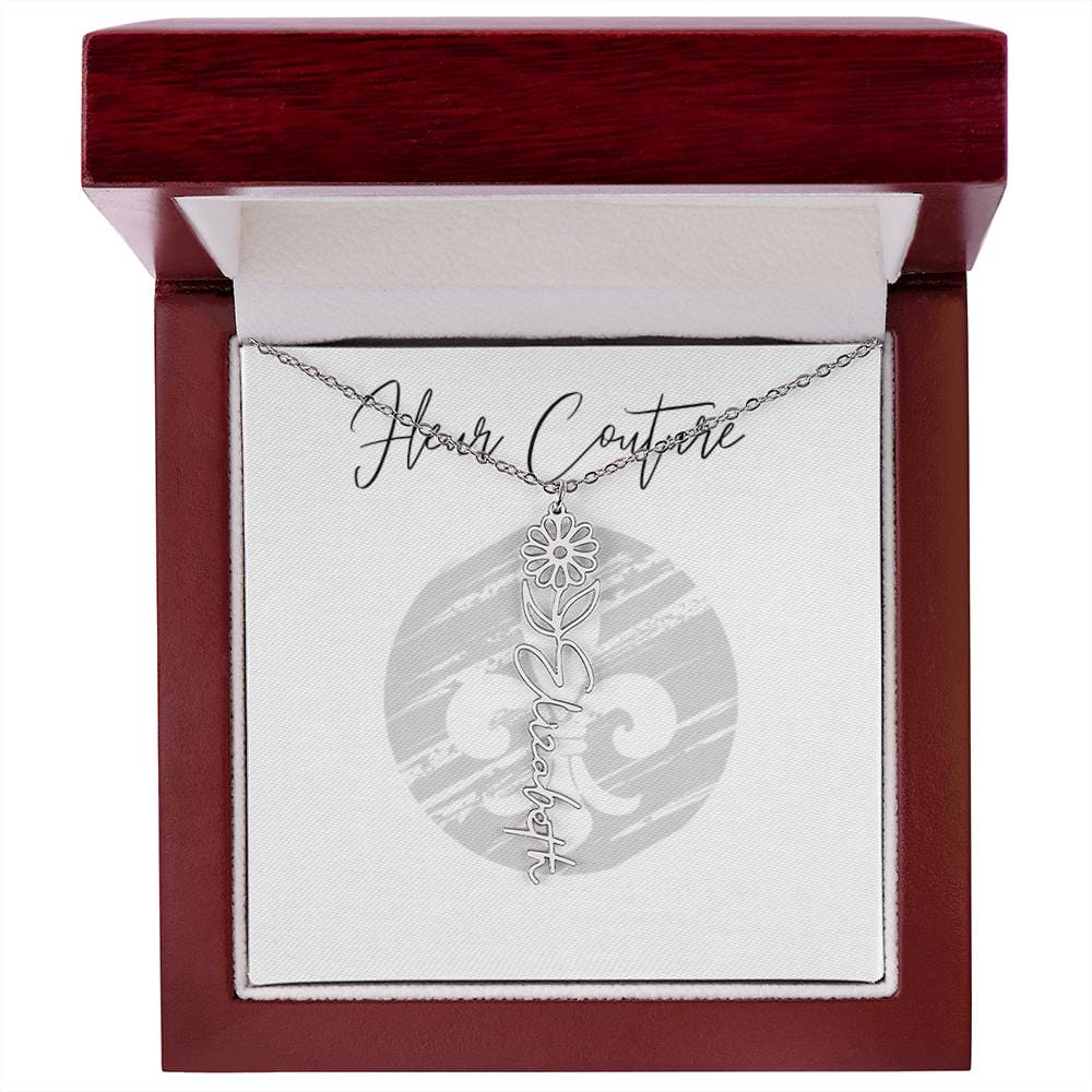 Custom rose name necklace Polished Stainless Steel Luxury Box April Jewelry by ShineOn Fulfillment | Fleurcouture