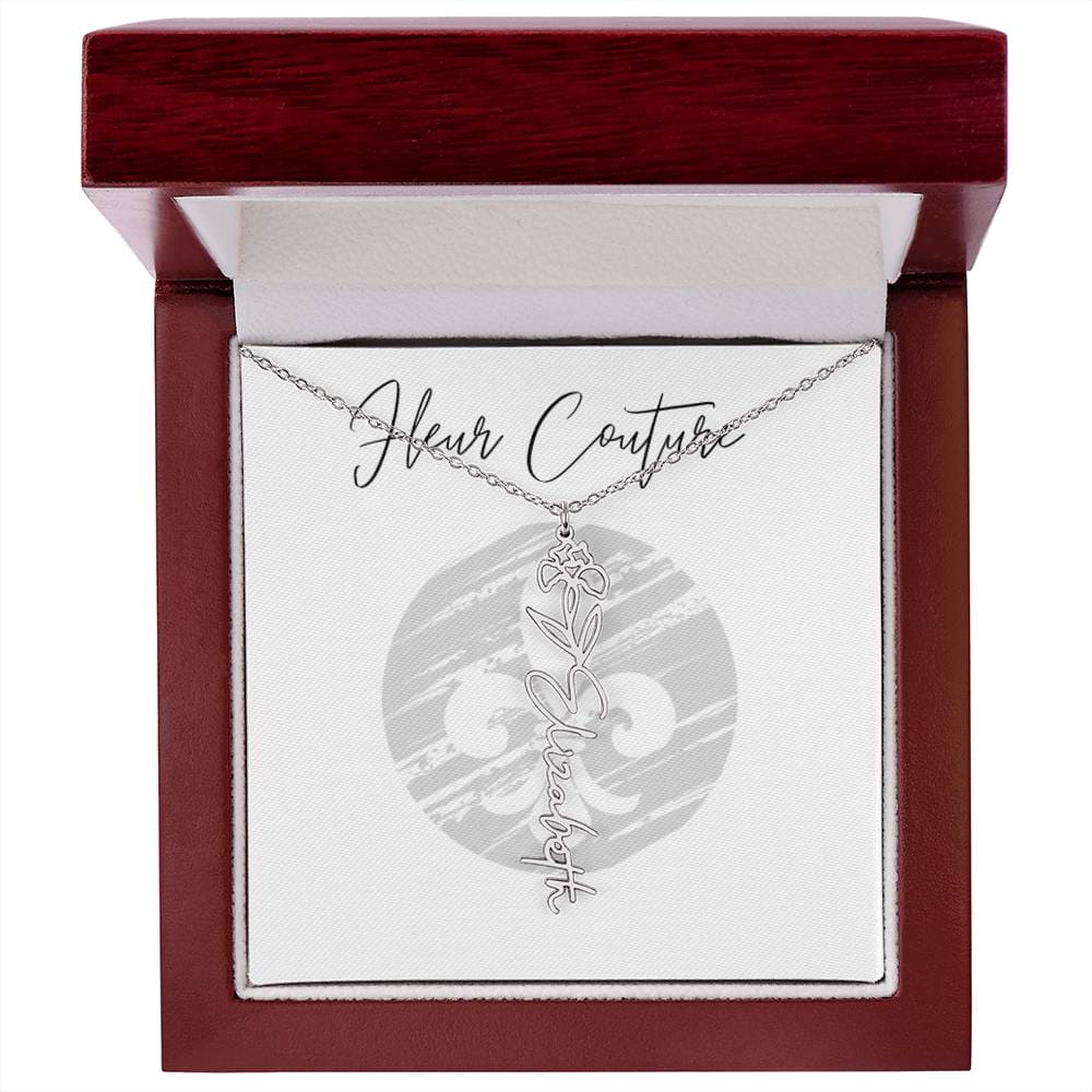 Custom rose name necklace Polished Stainless Steel Luxury Box February Jewelry by ShineOn Fulfillment | Fleurcouture