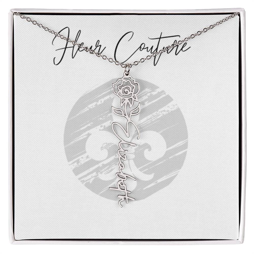 Custom rose name necklace Polished Stainless Steel Standard Box June Jewelry by ShineOn Fulfillment | Fleurcouture