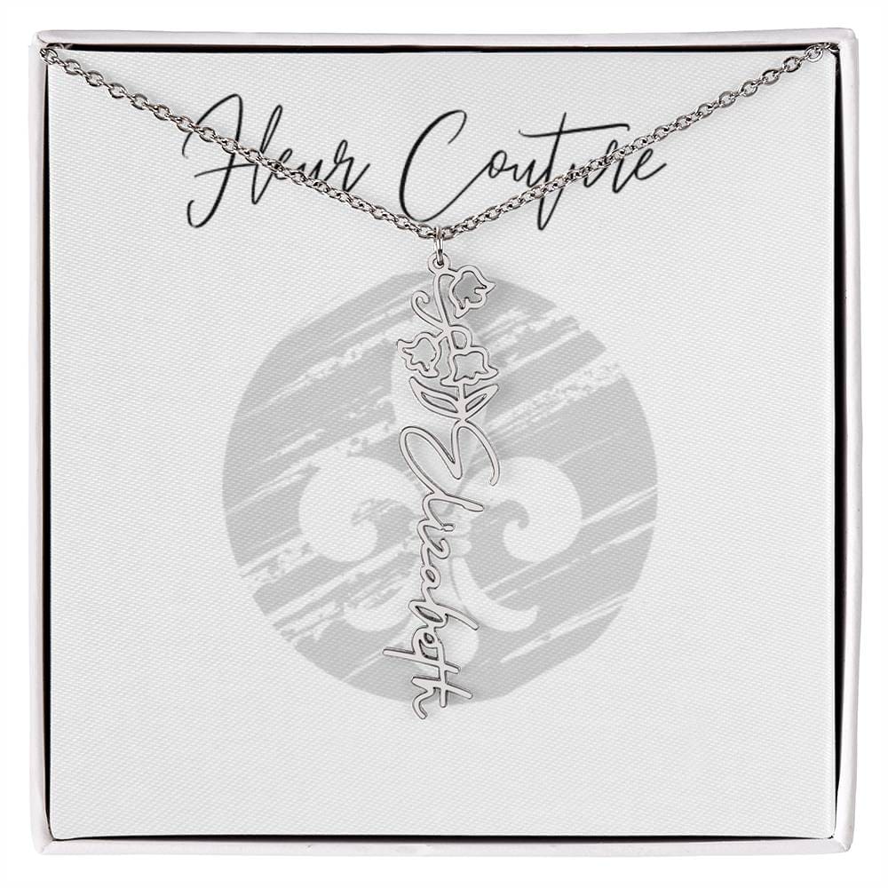 Custom rose name necklace Polished Stainless Steel Standard Box May Jewelry by ShineOn Fulfillment | Fleurcouture