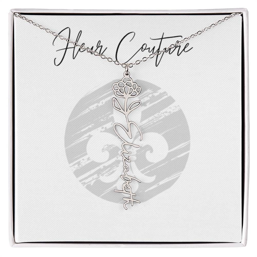 Custom rose name necklace Polished Stainless Steel Standard Box November Jewelry by ShineOn Fulfillment | Fleurcouture