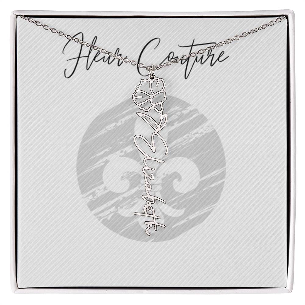 Custom rose name necklace Polished Stainless Steel Standard Box September Jewelry by ShineOn Fulfillment | Fleurcouture