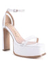 CUTLASS HIGH HEELED CHUNKY SANDALS White 5 by Rag Company | Fleurcouture