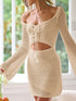 Cutout Lace-Up Long Sleeve Cover Up Cream S Women&