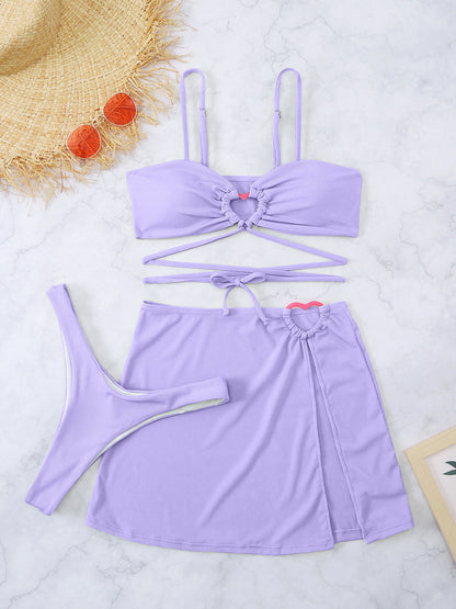 Cutout Spaghetti Strap Three-Piece Swim Set Swimwear by Trendsi | Fleurcouture