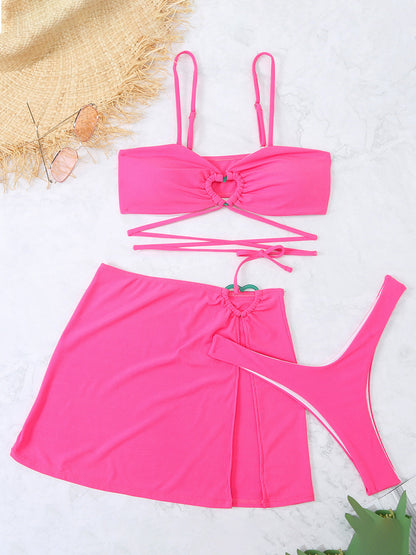 Cutout Spaghetti Strap Three-Piece Swim Set Swimwear by Trendsi | Fleurcouture