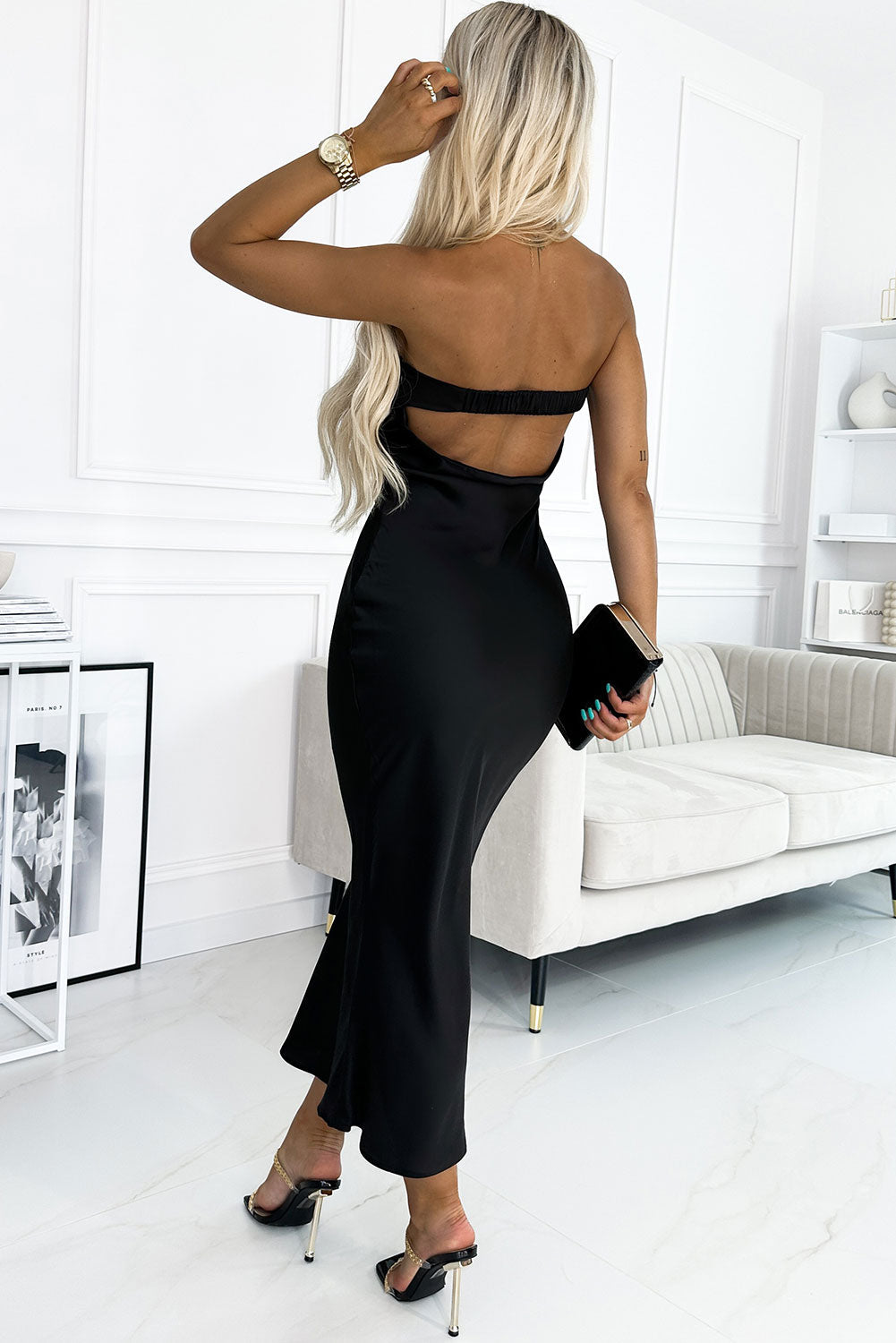 Cutout Strapless Bodycon Dress Black Women&