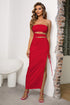 Cutout Strapless Split Dress Red XS Women&