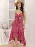 Cutout Tiered Sweetheart Neck Cami Dress Cerise S Women&