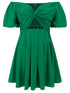 Cutout Twisted Off-Shoulder Short Sleeve Dress Green S Women&