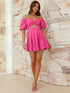 Cutout Twisted Off-Shoulder Short Sleeve Dress Hot Pink S Women&