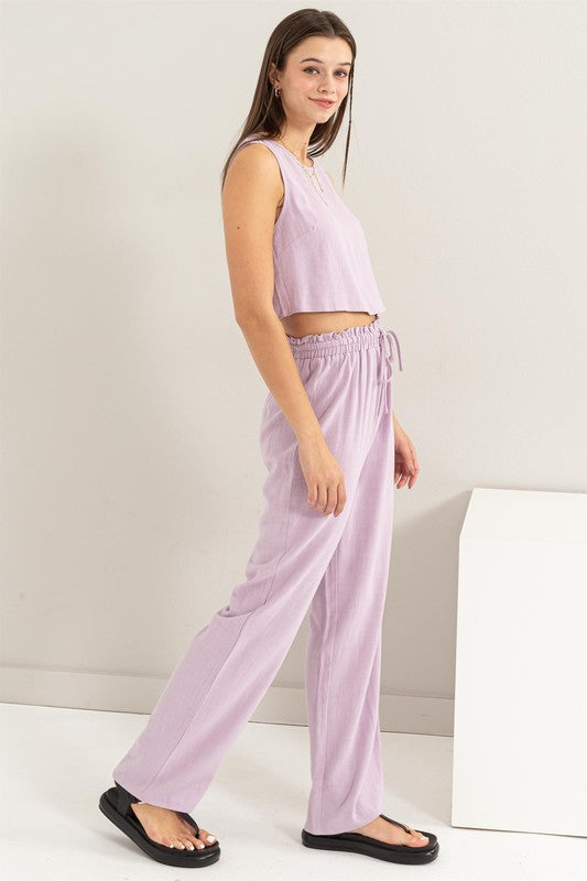 D-Linen Blended Top and Pants Set by HYFVE | Fleurcouture