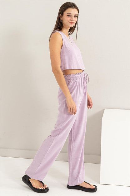 D-Linen Blended Top and Pants Set by HYFVE | Fleurcouture