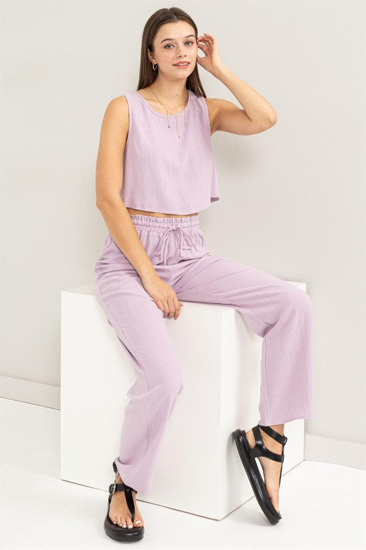 D-Linen Blended Top and Pants Set by HYFVE | Fleurcouture