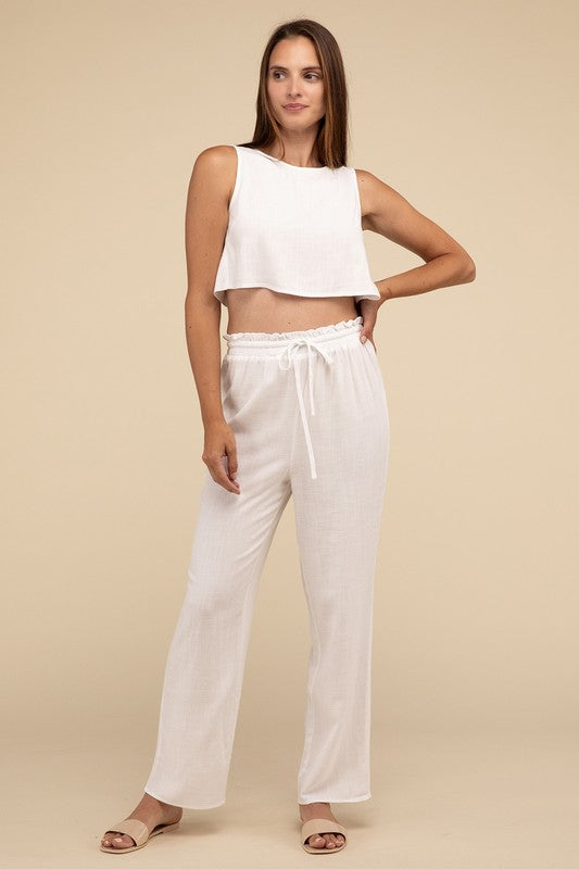 D-Linen Blended Top and Pants Set by HYFVE | Fleurcouture