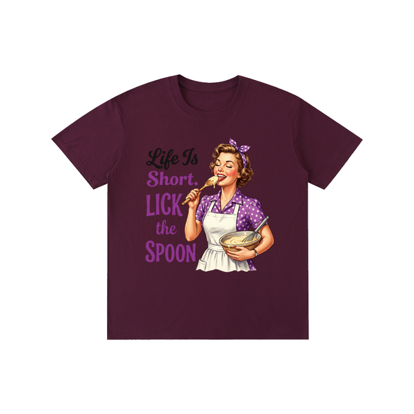 Lifeistooshortlickthespoon,lifeistooshort,funny,sarcastic,retro,1950s,tee,tshirt