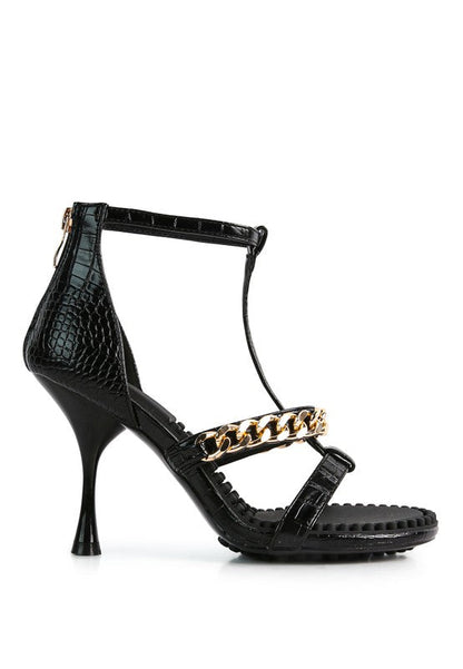 DAKOTA Metal Chain Mid Heel Sandals by Rag Company | Fleurcouture