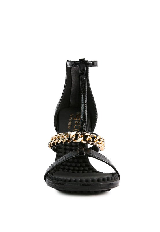 DAKOTA Metal Chain Mid Heel Sandals by Rag Company | Fleurcouture