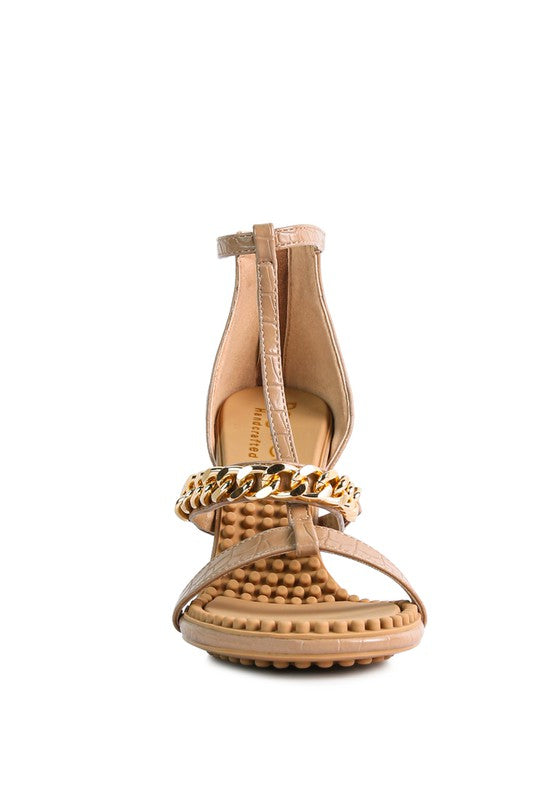 DAKOTA Metal Chain Mid Heel Sandals by Rag Company | Fleurcouture