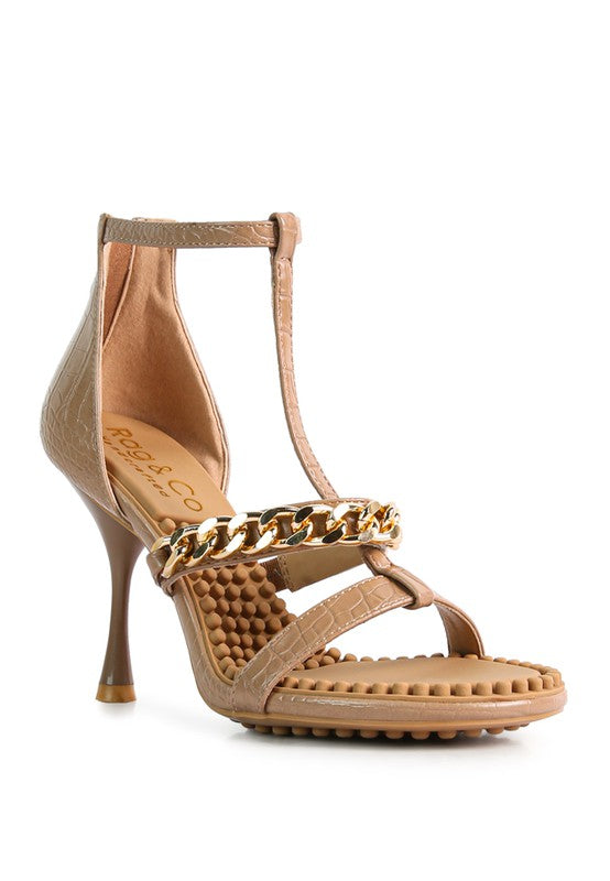 DAKOTA Metal Chain Mid Heel Sandals by Rag Company | Fleurcouture