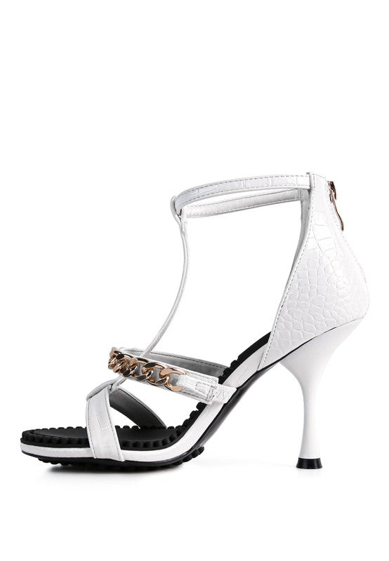 DAKOTA Metal Chain Mid Heel Sandals by Rag Company | Fleurcouture