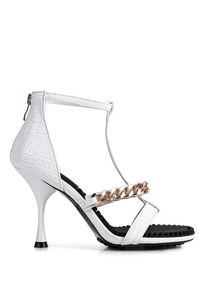 DAKOTA Metal Chain Mid Heel Sandals by Rag Company | Fleurcouture