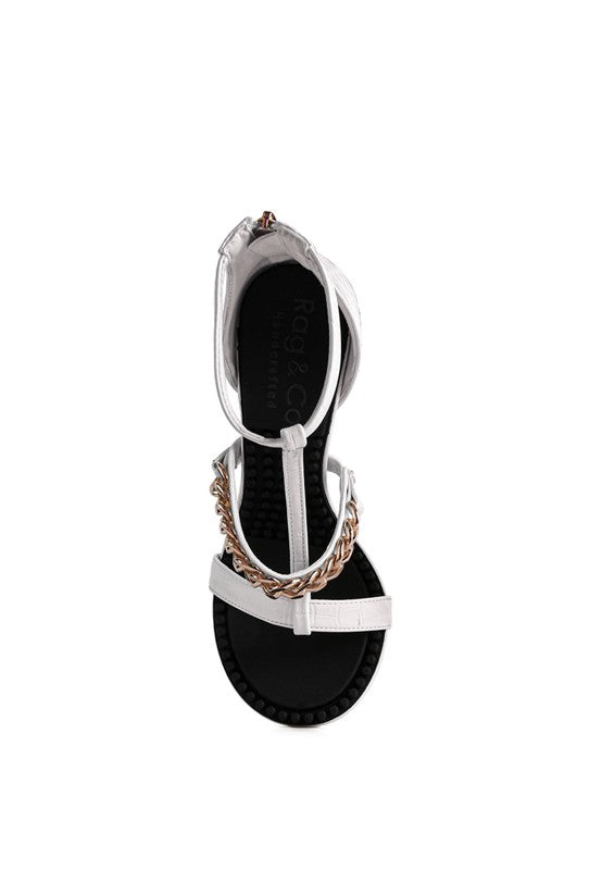 DAKOTA Metal Chain Mid Heel Sandals by Rag Company | Fleurcouture