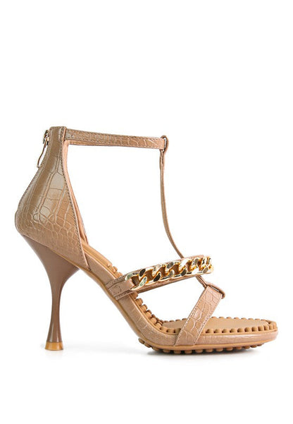 DAKOTA Metal Chain Mid Heel Sandals by Rag Company | Fleurcouture