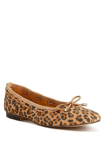 Darlow Drawstring Bow Ballerinas Leopard US-5 / UK-3 / EU-36 by Rag Company | Fleurcouture