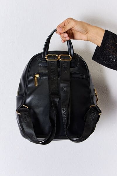 David Jones PU Leather Backpack Black One Size by Trendsi | Fleurcouture