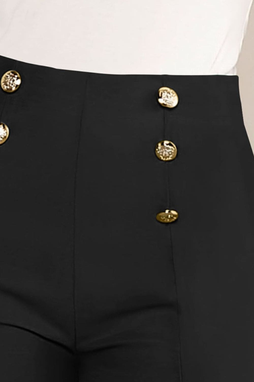 Decorative Button High Waist Shorts Black Shorts by Trendsi | Fleurcouture