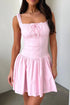 Decorative Button Square Neck Cami Dress Pink S Women&