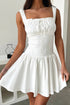 Decorative Button Square Neck Cami Dress White S Women&